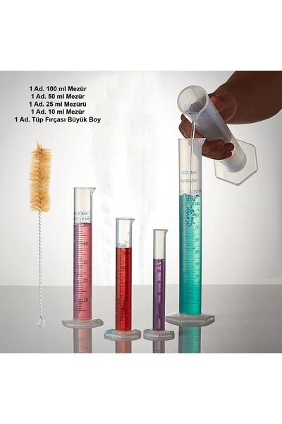ATEL-SAN Mezür Set / Ölçü Kabı - Plastik Şeffaf (mezür + Tüp Fırçası)