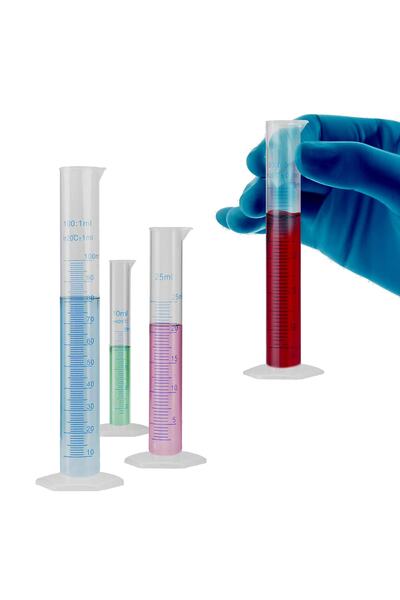 ATEL-SAN Mezür Set / Ölçü Kabı - Plastik Şeffaf (mezür + Tüp Fırçası)