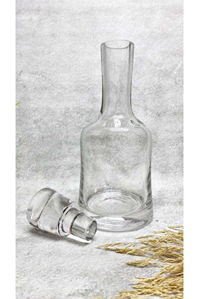 Jenisa Cam El Yapımı Şeffaf Bruno Karaf Sürahi Şişe 10x 25 Cm