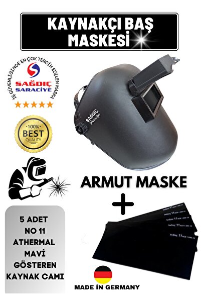 Sağdıç Saraciye Kaynakçı Armut Tip Baş Kaynak Maskesi Ve Athermal Kaynak Camı...