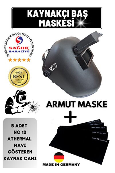 Sağdıç Saraciye Kaynakçı Armut Tip Baş Kaynak Maskesi Ve Athermal Kaynak Camı...