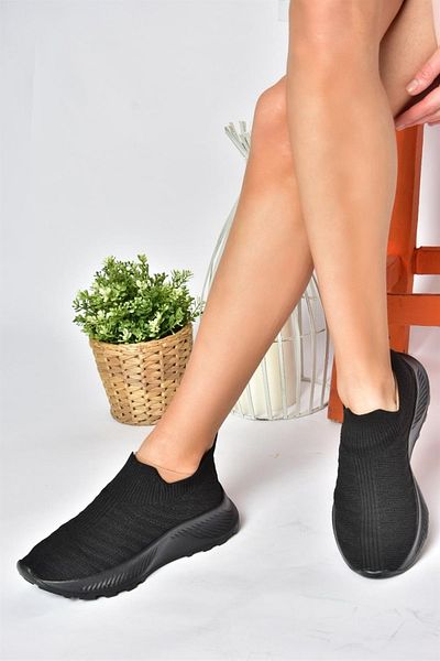 Fox Shoes P239503304 țesătură tricotaje negre Pantofi sport damă pantofi pantofi