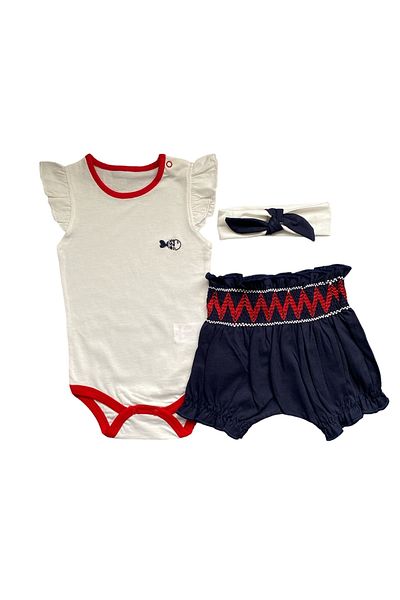 Necix's Fishy Marine Pattern Banded Shorts and Snap Fastener Badi Baby Set