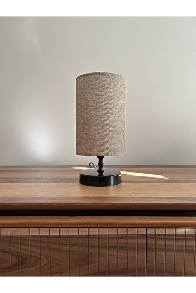 NAVEMU Basic Abajur ( Siyah Gövde Statik Boya / Q14 Cm Silindir Başlık / Jüt ...