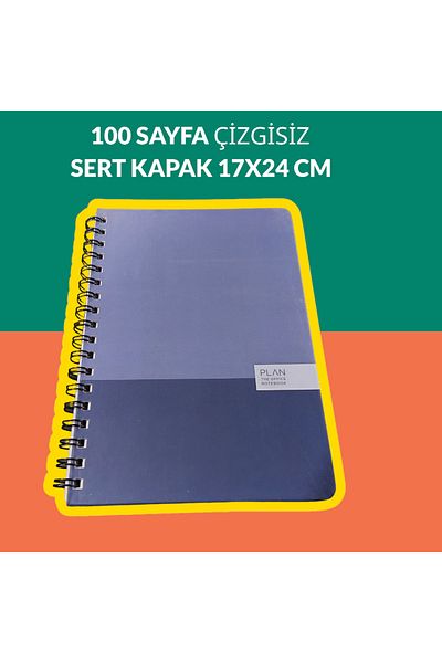 SEYFİKİRTASİYE 17x24 Cm Unlined 100 Sheets Plan Hard Cover Ring Notebook 60 Gr White Page
