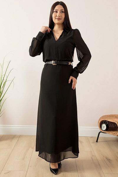 PULLIMM Rochie din sifon cu guler camasa 22-266