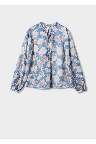 MANGO Woman Çiçekli Bağ Detaylı Bluz
