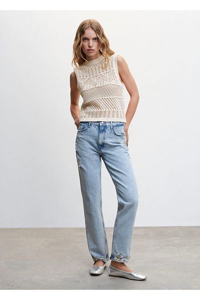 MANGO Woman Openwork Knitted Cotton Top