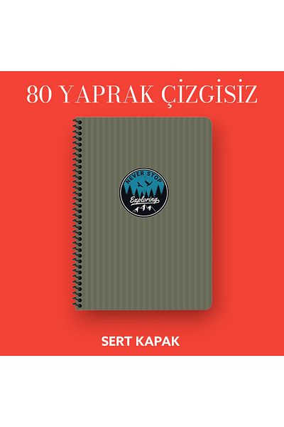 KESKİN COLOR 17x24 Cm Unlined 80 Sheets Outdoor Hard Cover Wire Notebook 70 Gr Ivory Paper