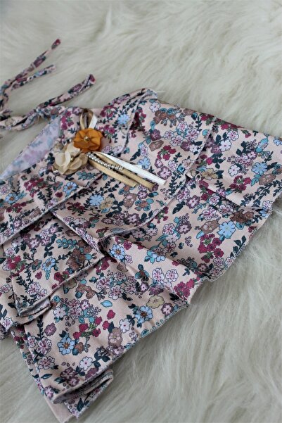 MUGAKİDS Floral Print Blouse - Denim Shorts