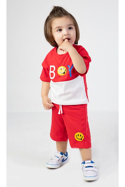 Harika KIDS Baby Boy Short Sleeve Boys Pattern Printed Summer Basic Bottom-Top Set 6-24 Months