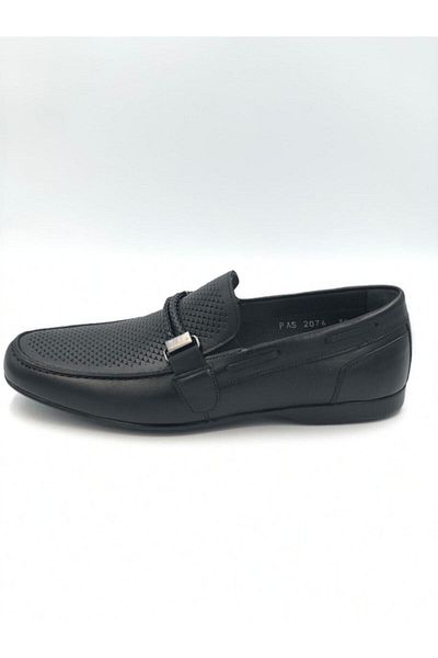 Fosco Black Men's Leather Ballerina Loafer Shoes 20756