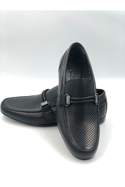 Fosco Black Men's Leather Ballerina Loafer Shoes 20756
