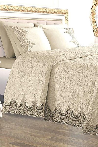 Miss Armina Butterfly French Lace Blanket Set Double Cappuccino