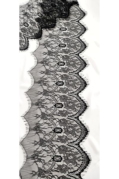ALTAY TEKSTİL ÜRÜNLERİ Μαύρη γενειοφόρη δαντέλα 28 cm (3 Mt)