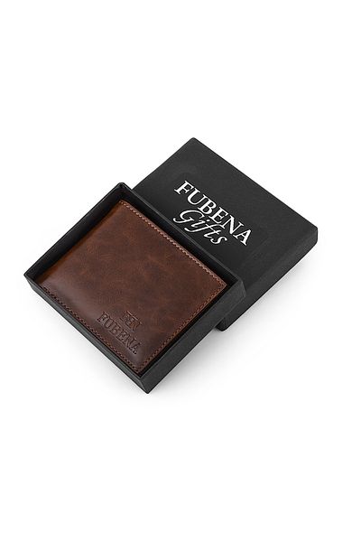 Fubena Brown Antique Patterned Unboxed Men's Leather Wallet