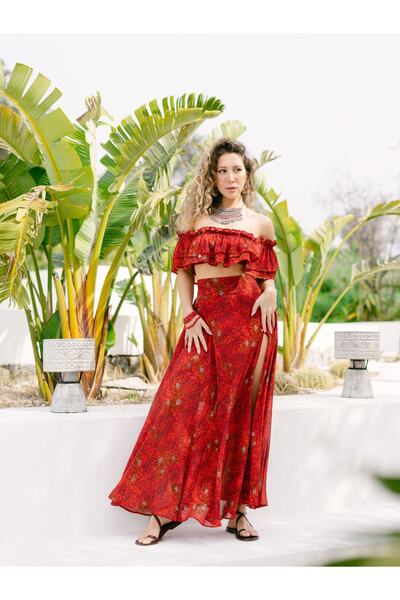 Hello Donne Indiana Crop Top Ve Etek