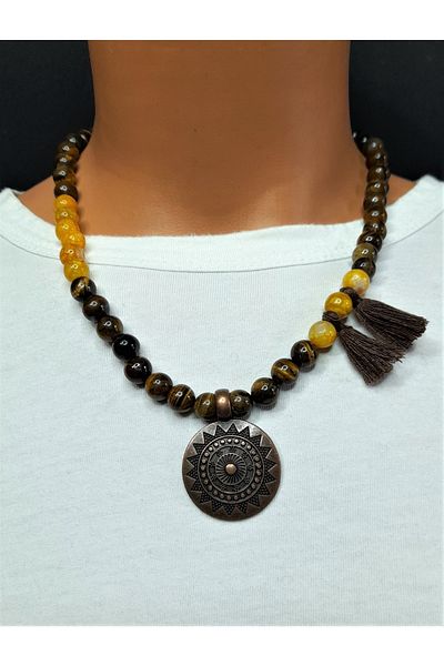 Asteria Elite Yellow Agate Tiger Necklace and Bracelet Set