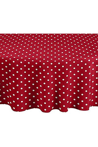 Zeren Home Liquid Resistant Round Care Free Polka Dot Tablecloth
