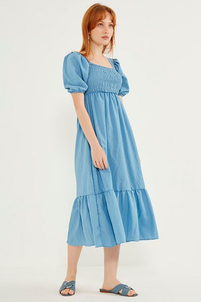 MEECY Rochie de damă Sky Blue Gimped Seersucker