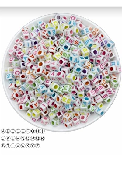 RLX BUJİTERİ Colorful Cube Letter Beads 200 Pieces Colored Letter on White
