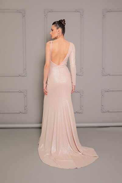 BY SİMAY One Sleeve Backless Evening Dress