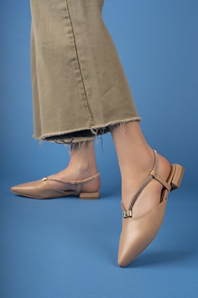 PASSAGE SHOES 1023 Ženske kožne Sa kamenim detaljima cipele na petu Baletanke