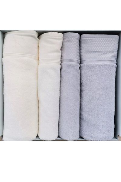Özdilek Ditsy Cream - Gray Cotton Best Set (HAMAM SET)