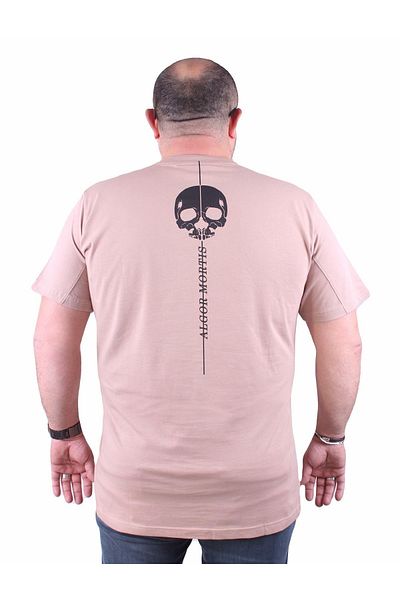 Starbattal Algor Mortis 23173 Μπεζ - Μπλουζάκι με λαιμόκοψη σε μεγάλο μέγεθος