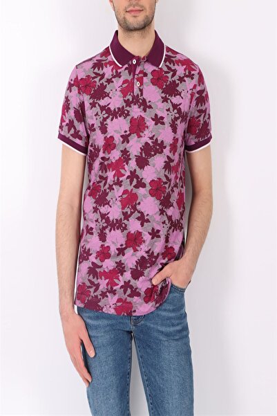 Henry Cotton's Slim Fit Kısa Kollu Desenli Polo Yaka Cotton Erkek Tshirt