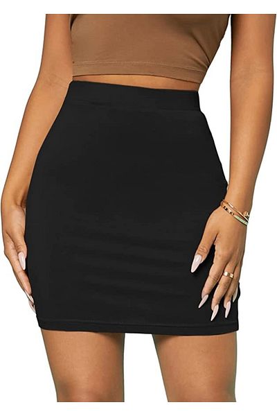 GRİLAND Fustă mini neagră de recuperare slim-fit pentru femei