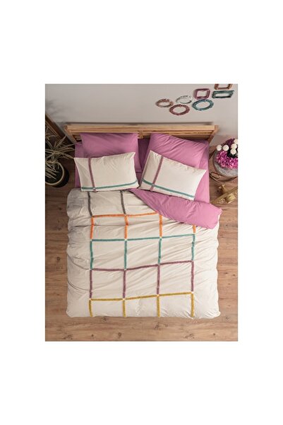 Cotton Box Puff Nakışlı Çift Kişilik Nevresim Takımı Insula Gül Kurusu