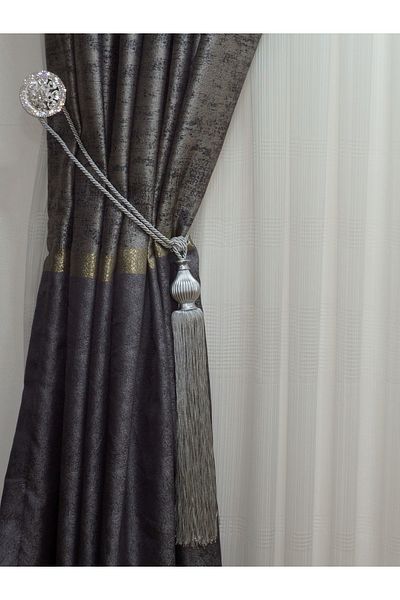 TİEBACK Background Curtain Side Binding Kuka Braçol Light Gray