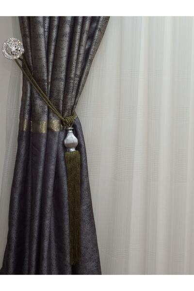 TİEBACK Fon Perde Yan Bağlama Kuka Braçol Haki Yeşili