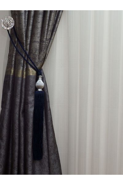 TİEBACK Κουρτίνα φόντου Πλαϊνή δέσμη Kuka Braçol Navy Blue