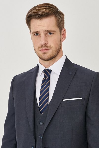 ALTINYILDIZ CLASSICS Ανδρικό κοστούμι Anthracite Slim Fit Slim Fit με μοτίβο με γιλέκο