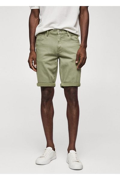 MANGO Man Pánské bermudy Slim Fit Denim