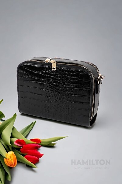 HAMILTON Orijinal Kadın Ayarlanabilir Çapraz Askılı Deri Dokulu Desenli Iki G...