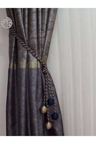 DÖRTTOP Modern Sarım 4 Toplu Braçol Yan Bağlama Perde Aksesuarı Halat Kruvaze...