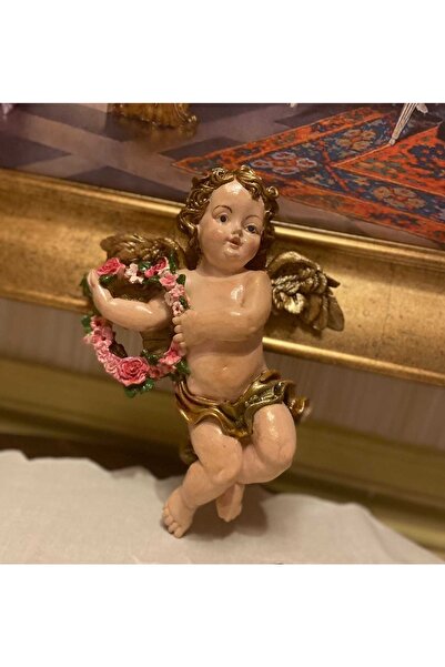 DERYA DESİNG ART Dekoratif Çalgıcı Melek Hediyelik Dekoratif Obje Biblo 14x17cm