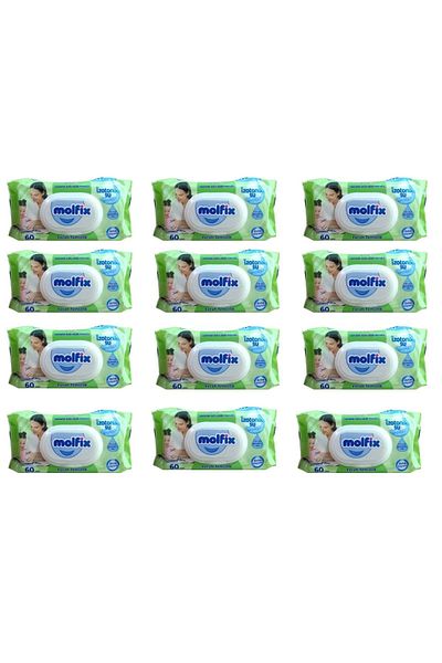 Molfix 60 Pack Isotonic Aqueous Wet Wipes - 12 Pack