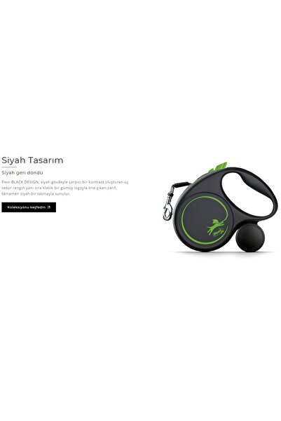 Flexi Black Design Şerit Uzayan Tasma