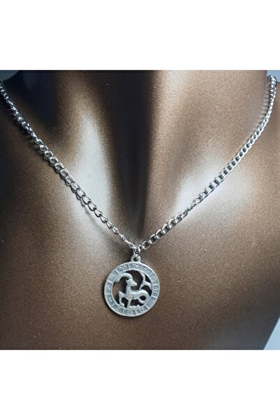 Ororabutik Gümüş Renk 22mm Oğlak Burcu Figürlü Kolye