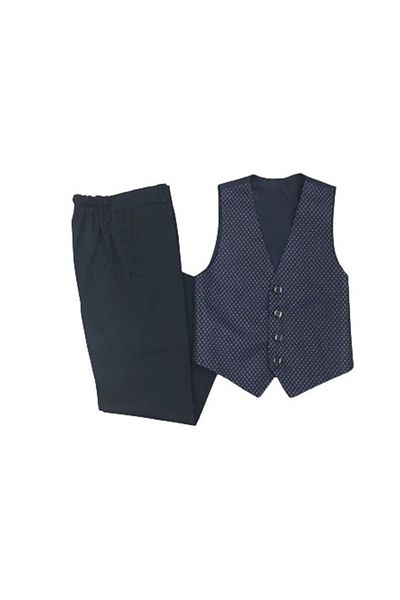 Doğan Men's Rectangle Patterned Back Satin Vest Set