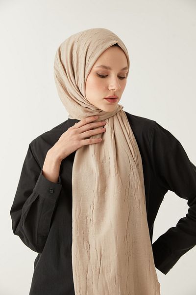 FRESCO SCARFS Γυναικείο Hijab Bamboo Kraş Shawl*μπεζ