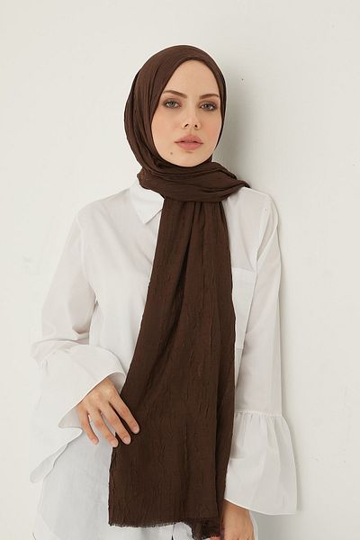 FRESCO SCARFS Γυναικείο Hijab Bamboo Kraş Shawl*bitter Brown