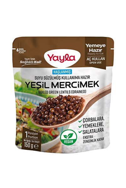 Yayla Haşlanmış Suyu Süzülmüş Yeşil Mercimek 150 gr