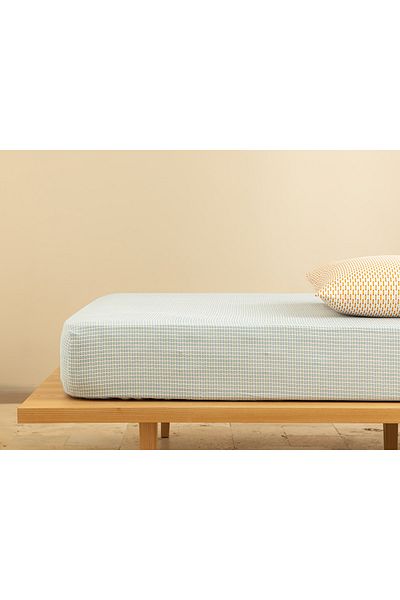 English Home Wave Dots Easy-Iron Single Elastic Sheet 100x200 Cm Seledon
