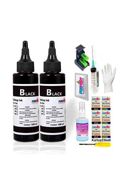 FORPRİNT Canon Pıxma E404/e414 Yazıcı Uyumlu Dolum Seti 2x100ml Siyah