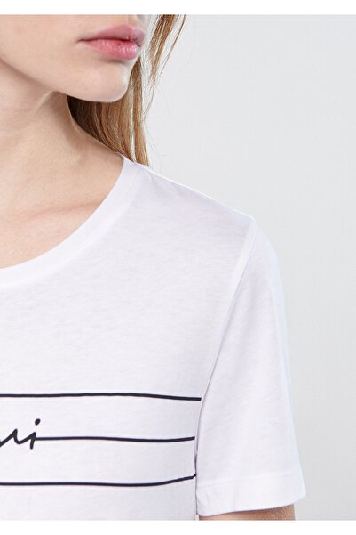 Mavi Potištěné bílé tričko Slim Fit / Slim Fit 1601186-620